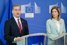 Stella Kyriakides And Xavier Becerra Press Conference - Brussels