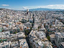 Aerial View Of Athens From A Drone