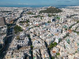 Aerial View Of Athens From A Drone