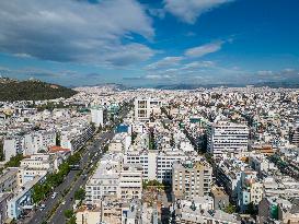 Aerial View Of Athens From A Drone