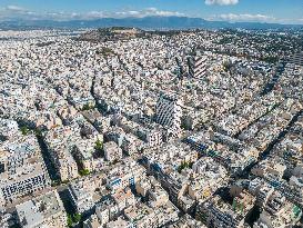 Aerial View Of Athens From A Drone