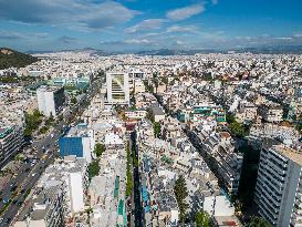 Aerial View Of Athens From A Drone