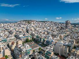 Aerial View Of Athens From A Drone