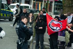 Querdenken Activists Protest Against Weapon Delivery To Ukraine And Counter Protest In Bochum