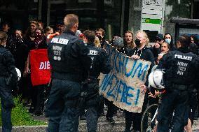 Querdenken Activists Protest Against Weapon Delivery To Ukraine And Counter Protest In Bochum