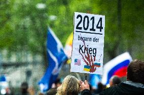 Querdenken Activists Protest Against Weapon Delivery To Ukraine And Counter Protest In Bochum