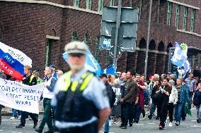 Querdenken Activists Protest Against Weapon Delivery To Ukraine And Counter Protest In Bochum