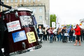 Querdenken Activists Protest Against Weapon Delivery To Ukraine And Counter Protest In Bochum