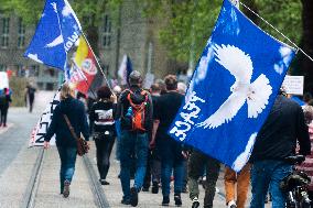 Querdenken Activists Protest Against Weapon Delivery To Ukraine And Counter Protest In Bochum