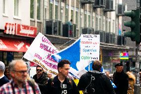 Querdenken Activists Protest Against Weapon Delivery To Ukraine And Counter Protest In Bochum