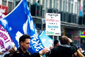 Querdenken Activists Protest Against Weapon Delivery To Ukraine And Counter Protest In Bochum