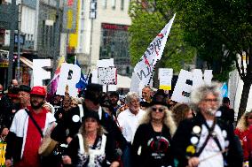 Querdenken Activists Protest Against Weapon Delivery To Ukraine And Counter Protest In Bochum