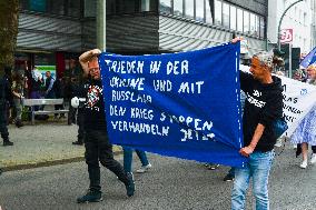 Querdenken Activists Protest Against Weapon Delivery To Ukraine And Counter Protest In Bochum