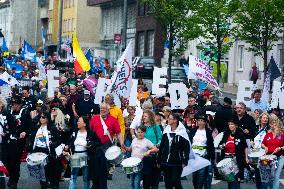 Querdenken Activists Protest Against Weapon Delivery To Ukraine And Counter Protest In Bochum