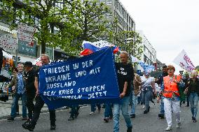 Querdenken Activists Protest Against Weapon Delivery To Ukraine And Counter Protest In Bochum