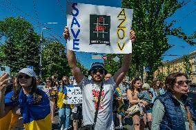 March in Kyiv In Support Of Azov Soldiers Captured In The Azovstal Factory In Mariupol