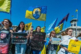 March in Kyiv In Support Of Azov Soldiers Captured In The Azovstal Factory In Mariupol