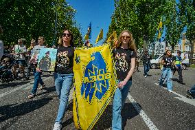 March in Kyiv In Support Of Azov Soldiers Captured In The Azovstal Factory In Mariupol