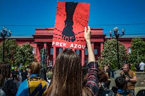 March in Kyiv In Support Of Azov Soldiers Captured In The Azovstal Factory In Mariupol