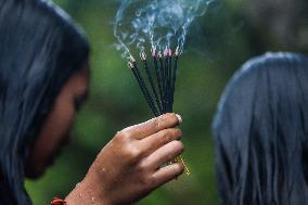 Balinese Perform Melukat Ritual To Celebrate Banyu Pinaruh