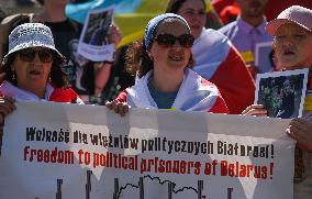 Solidarity With Belarusian Political Prisoners Protest In Krakow