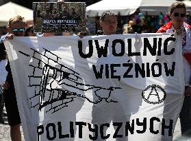 Solidarity With Belarusian Political Prisoners Protest In Krakow