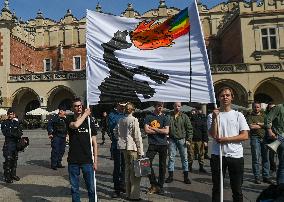 Nationalist Protest In Krakow's Main Market Square Targets LGBTQ Community