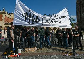 Nationalist Protest In Krakow's Main Market Square Targets LGBTQ Community