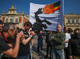 Nationalist Protest In Krakow's Main Market Square Targets LGBTQ Community