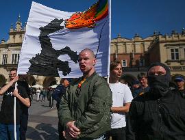 Nationalist Protest In Krakow's Main Market Square Targets LGBTQ Community