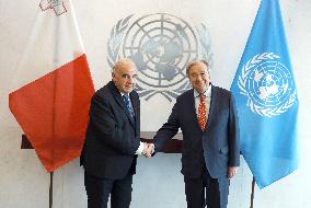 UN Secretary General Meets With President Of Malta In New York City