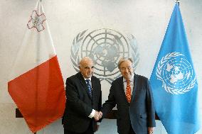 UN Secretary General Meets With President Of Malta In New York City