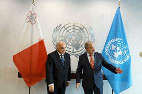 UN Secretary General Meets With President Of Malta In New York City
