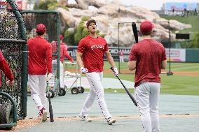 Baseball: Ohtani's on-field batting practice