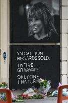 Tributes To Tina Turner Laid Outside Aldwych Theatre In London