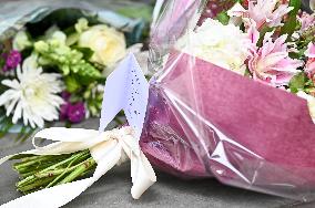 Tributes To Tina Turner Laid Outside Aldwych Theatre In London