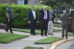 Former President Of The United States Donald J. Trump Departs Rest Overnight En Route Trump National Golf Club Washington DC