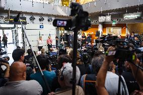 Press Conference By Giorgia Meloni And Ursula Von Der Leyen After The Helicopter Overflight Of The Flooded Areas In Emilia Romag