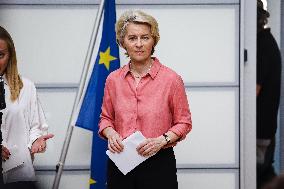 Press Conference By Giorgia Meloni And Ursula Von Der Leyen After The Helicopter Overflight Of The Flooded Areas In Emilia Romag