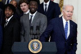Joe Biden welcomes UCONN Huskies - Washington