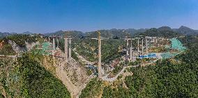 Qingchi Bridge Construction In Bijie