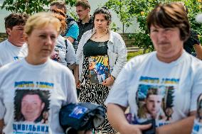 March Of Relatives Of Civilian Captives By Russian Forces In Dymer village, Ukraine