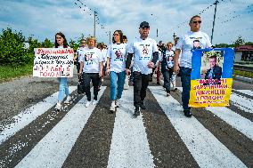 March Of Relatives Of Civilian Captives By Russian Forces In Dymer village, Ukraine