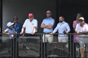 Former U.S. President Donald J. Trump Visits The Driving Range, Meets Fans And Watches LIV Golf Washington DC 2023 Round 2