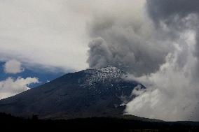 Ash Emissions With Steam And Lava Bombs Reported At Popocatepetl Volcano