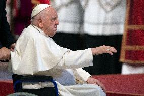 Pope Francis Leads A Pentacostal Mass