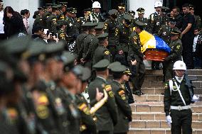 Funeral honors police officer killed in attack in Tibu, Colombia