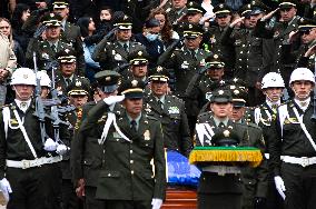 Funeral honors police officer killed in attack in Tibu, Colombia