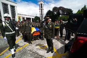 Funeral Honors Police Officer Killed In Attack In Tibu, Colombia