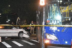 Fourteen People Injured; One Person Critical In MTA Bus Crash In Brooklyn New York Sunday Evening